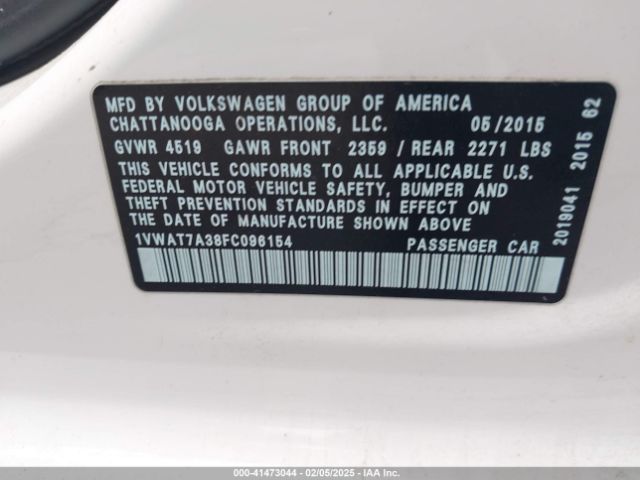 2015 VOLKSWAGEN PASSAT 1VWAT7A38FC096154 Photo 8