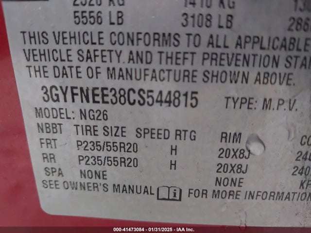 2012 CADILLAC SRX 3GYFNEE38CS544815 Photo 8