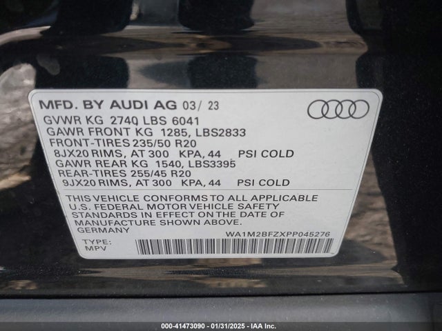 2023 AUDI Q4 E-TRON WA1M2BFZXPP045276 Photo 8