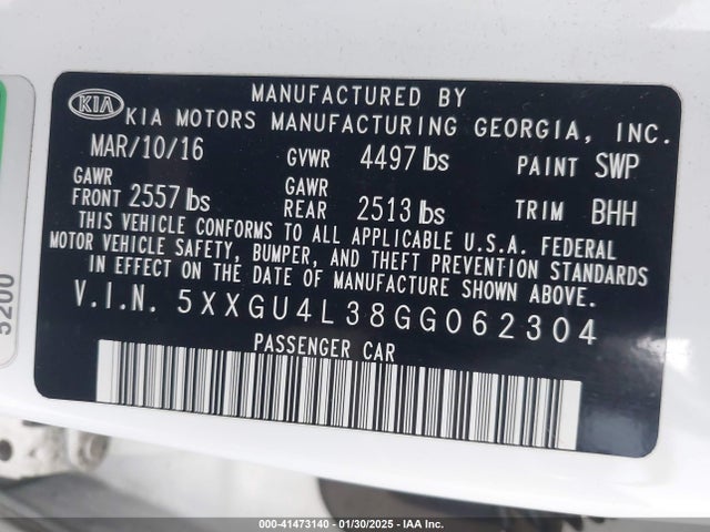 KIA OPTIMA EX 2016 5XXGU4L38GG062304 Image 9