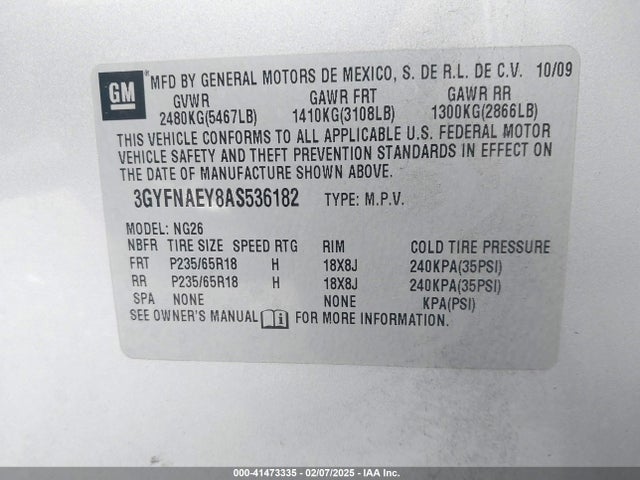 2010 CADILLAC SRX 3GYFNAEY8AS536182 Photo 8