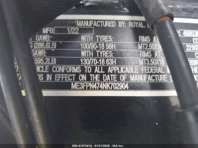 2022 ROYAL ENFIELD MOTORS INT 650 ME3FPN474NK702904 Photo 9