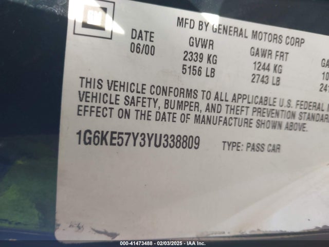 2000 CADILLAC DEVILLE 1G6KE57Y3YU338809 Photo 8