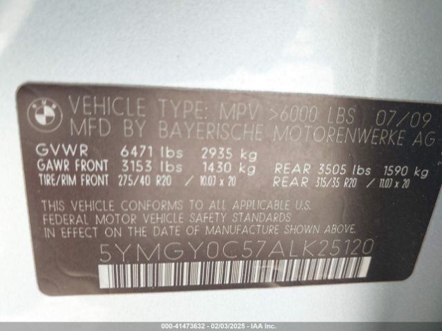 2010 BMW X5 M 5YMGY0C57ALK25120 Photo 8