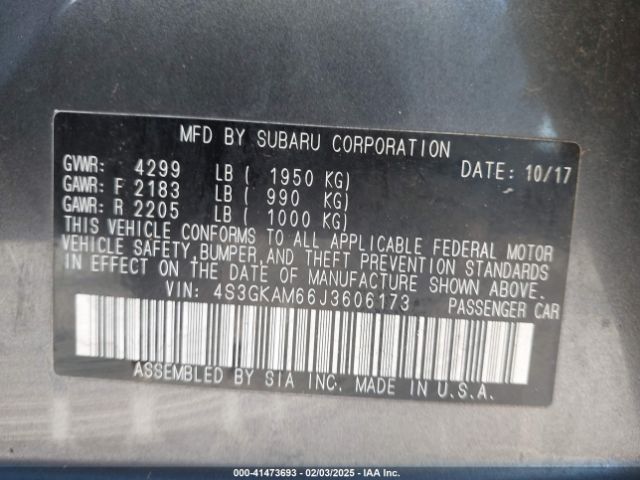 4S3GKAM66J3606173 Subaru Impreza 2.0i Sport
