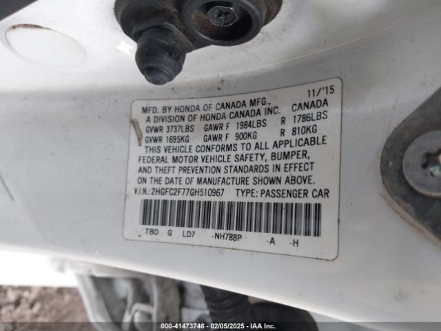 2HGFC2F77GH510967 Honda CIVIC EX