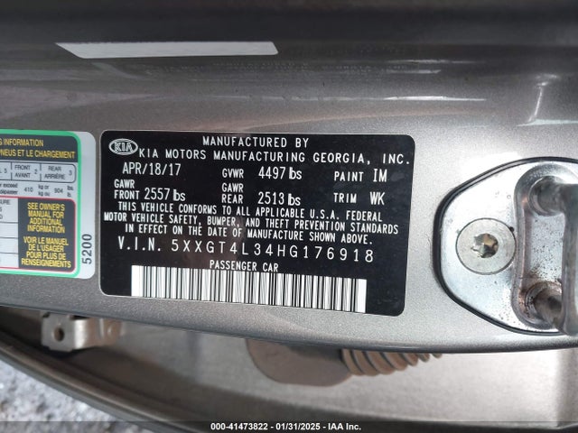 5XXGT4L34HG176918 KIA Optima Lx