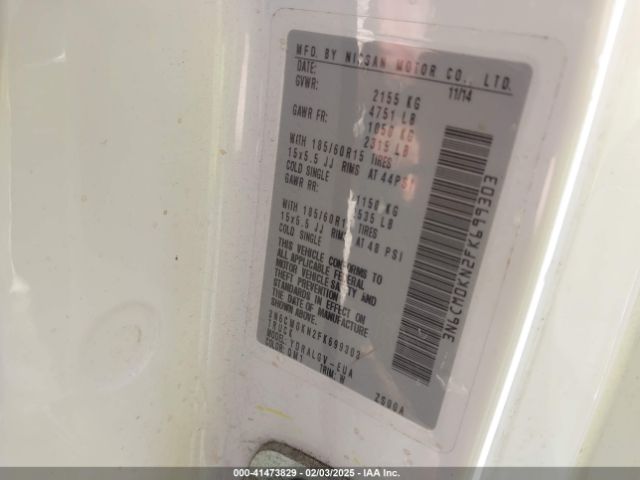 3N6CM0KN2FK699303 Nissan NV200 SV
