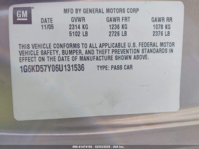 2006 CADILLAC DTS 1G6KD57Y06U131536 Photo 8