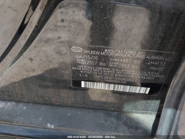 5NPE24AF7HH460667 Hyundai SONATA SE