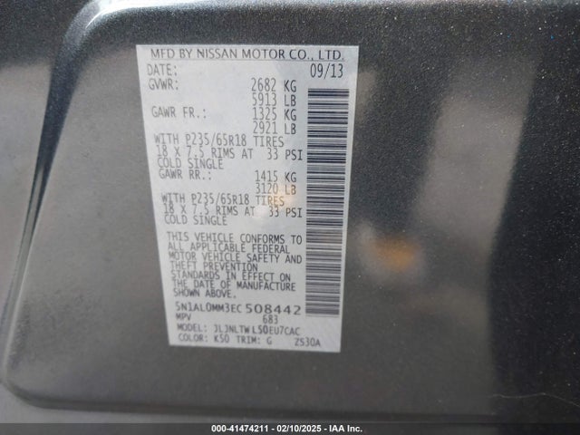 5N1AL0MM3EC508442 Infiniti QX60