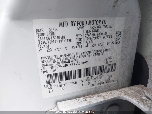 Ford F-250 Xl 2015 1FT7W2B6XFEA06507 Image 9