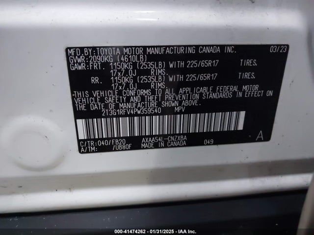 Toyota RAV4 LE 2023 2T3G1RFV4PW359540 Image 9