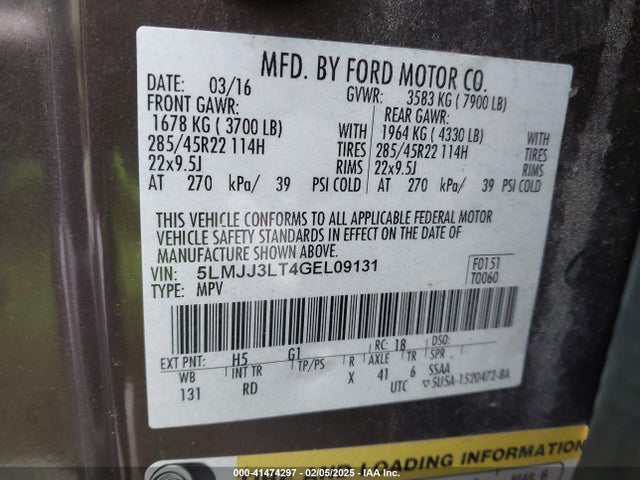 5LMJJ3LT4GEL09131 Lincoln Navigator L/reserve