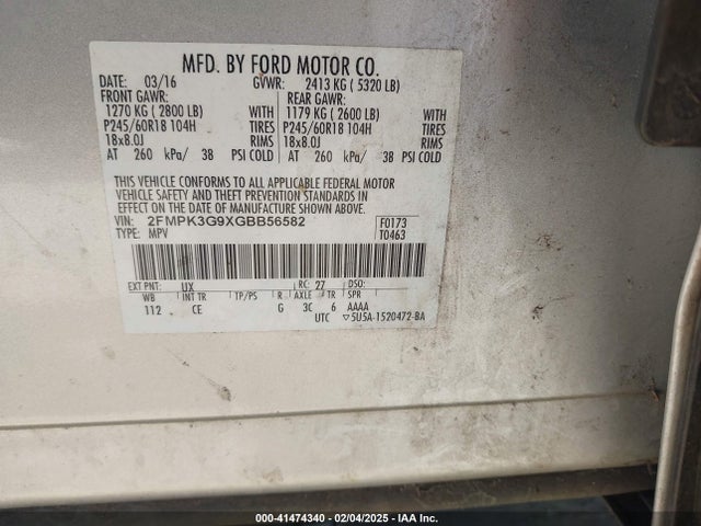 Ford EDGE SE 2016 2FMPK3G9XGBB56582 Image 9