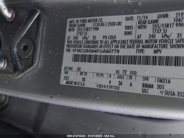 Ford ESCAPE SE 2015 1FMCU9G94FUA80779 Image 9