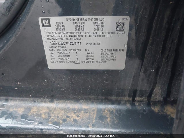 1GCVKRECXHZ253714 Chevrolet l83 - sidi: spark ignited direct injection, vvt: variable valve timing, afm, e85 max, alum