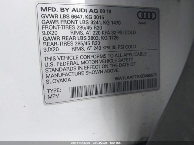 WA1LAAF7XKD005572 Audi Q7 55 Premium/55 Se Premium