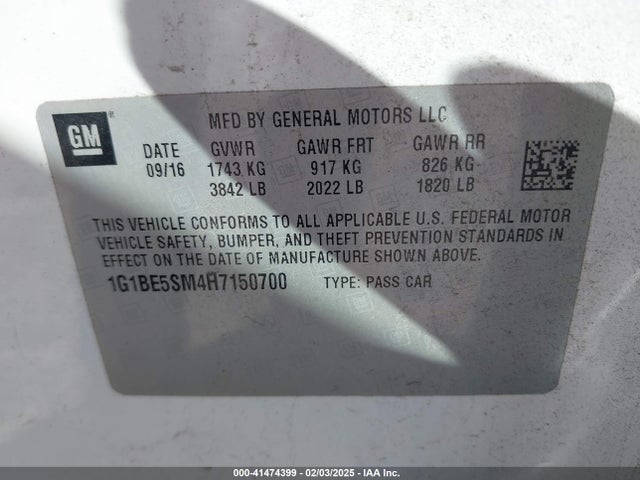 Chevrolet Cruze Lt Auto 2017 1G1BE5SM4H7150700 Image 9