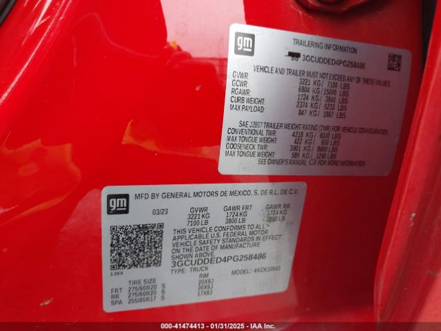 3GCUDDED4PG258486 Chevrolet Silverado 1500 4wd  Standard Bed Lt