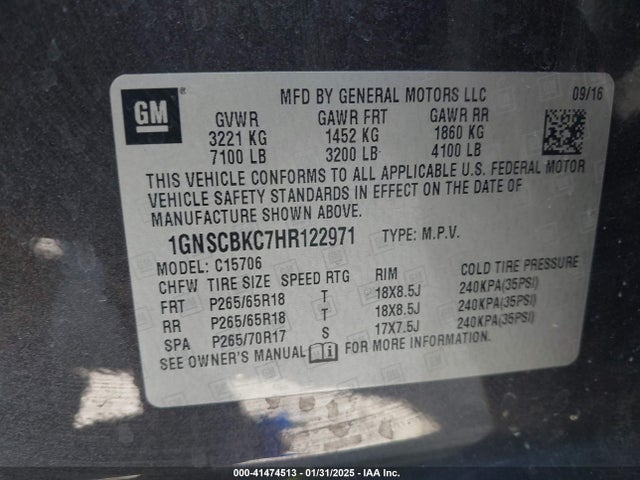 Chevrolet Tahoe Lt 2017 1GNSCBKC7HR122971 Image 9