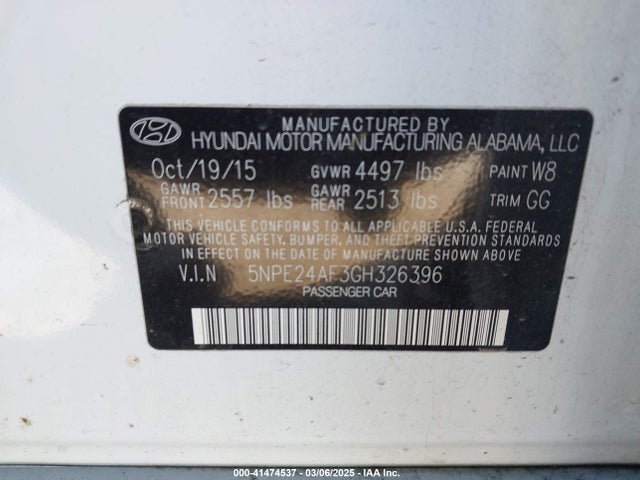 Hyundai SONATA SE 2016 5NPE24AF3GH326396 Image 9