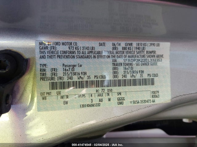 Ford FOCUS SE 2014 1FADP3K22EL332353 Image 9