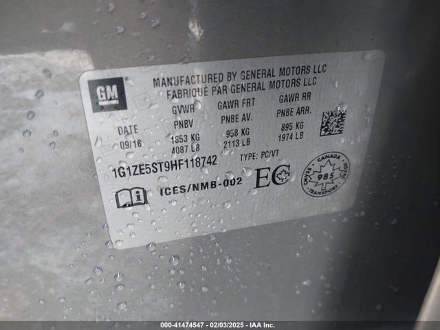 1G1ZE5ST9HF118742 Chevrolet MALIBU 1LT