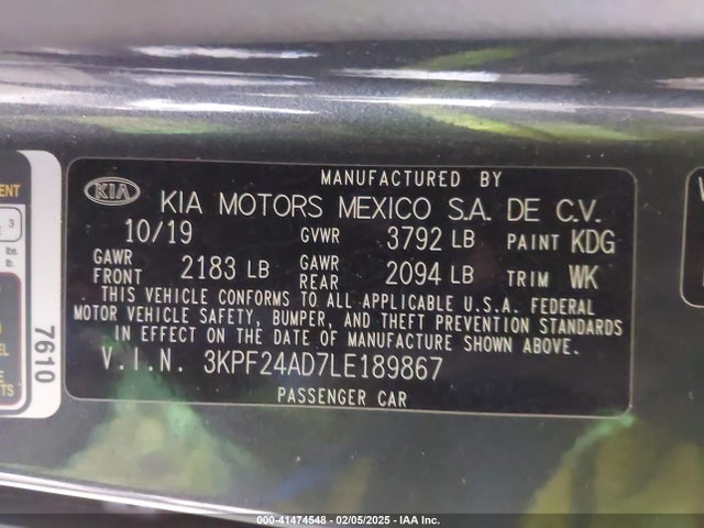 KIA Forte Lxs 2020 3KPF24AD7LE189867 Image 9