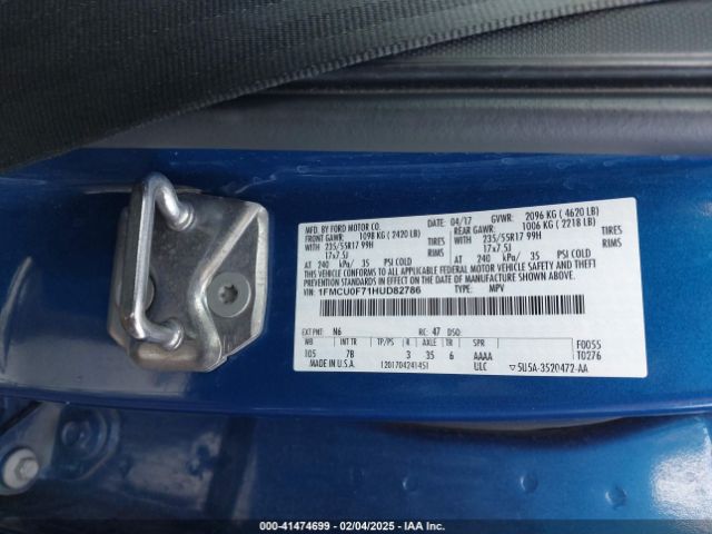 1FMCU0F71HUD82786 Ford ESCAPE S