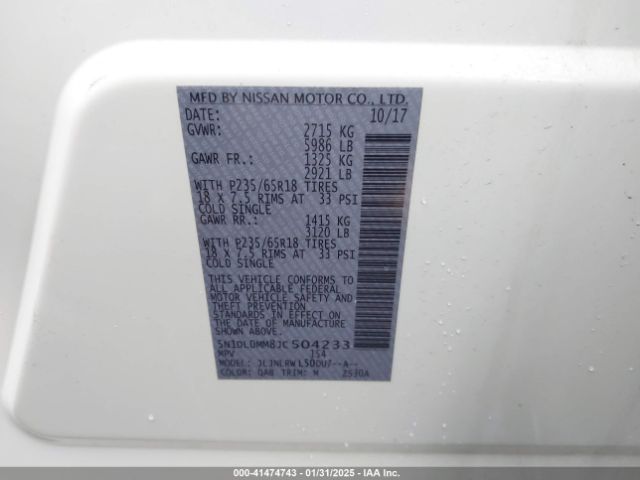 5N1DL0MM8JC504233 Infiniti QX60