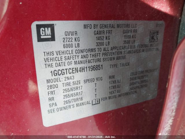 1GCGTCEN4H1196851 Chevrolet Colorado Lt
