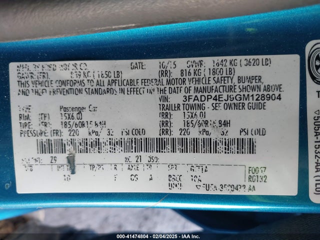 Ford FIESTA SE 2016 3FADP4EJ9GM128904 Image 9