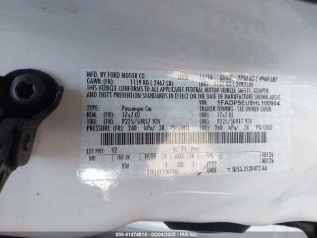 1FADP5EU8HL100904 Ford C-max Energi Se