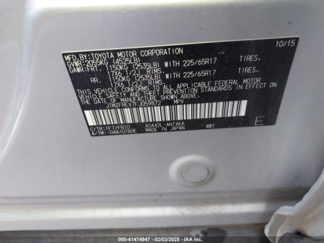 JTMZFREV7FJ059872 Toyota RAV4 LE
