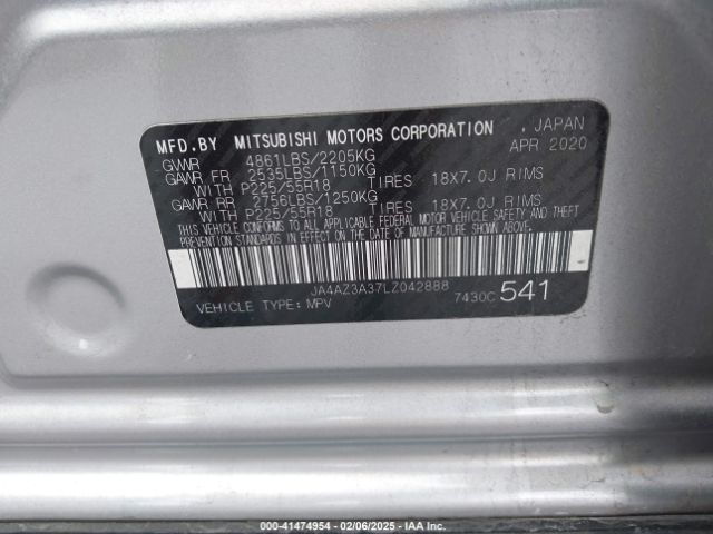 2020 MITSUBISHI OUTLANDER JA4AZ3A37LZ042888 Photo 8
