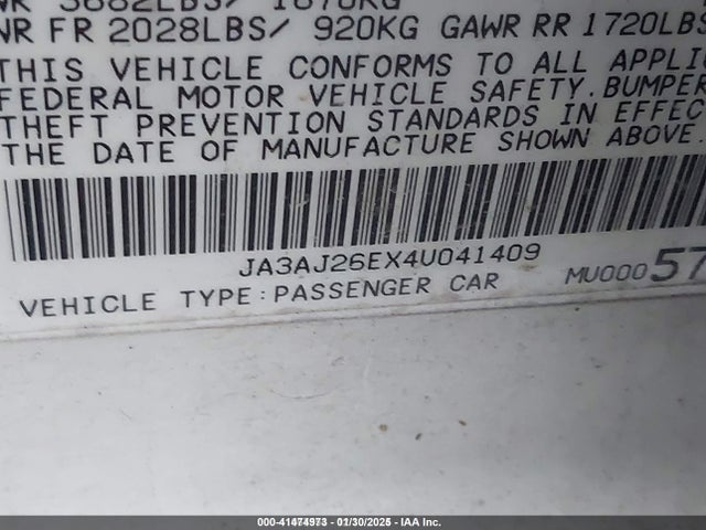 2004 MITSUBISHI LANCER JA3AJ26EX4U041409 Photo 8