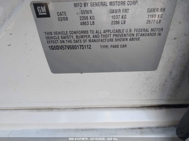 2008 CADILLAC CTS 1G6DV57V680175112 Photo 8