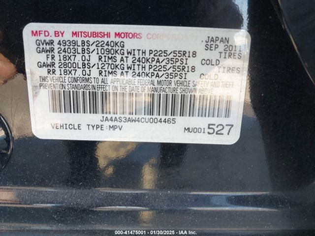2012 MITSUBISHI OUTLANDER JA4AS3AW4CU004465 Photo 8