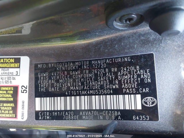 4T1G11AK4MU535604 Toyota CAMRY SE