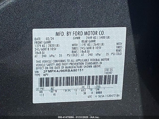 Ford EDGE SEL 2024 2FMPK4J96RBA80151 Image 9