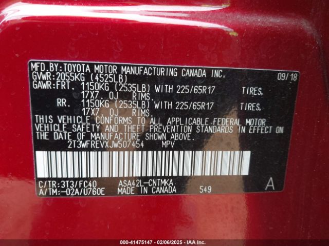 2T3WFREVXJW507454 Toyota Rav4 Adventure/xle