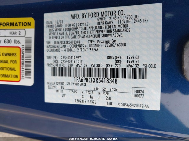 Ford Mustang Gt Premium Fastback 2024 1FA6P8CFXR5418348 Image 9