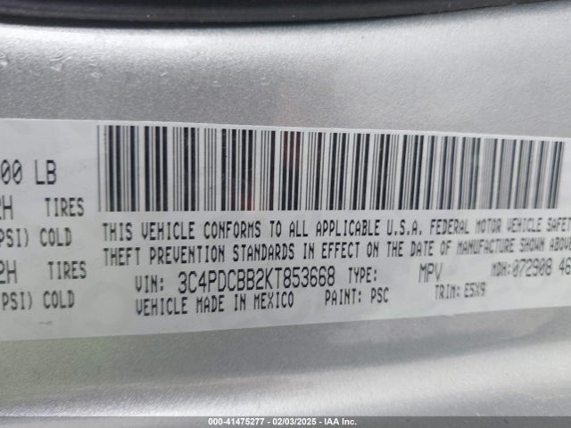 Dodge JOURNEY SE 2019 3C4PDCBB2KT853668 Image 9