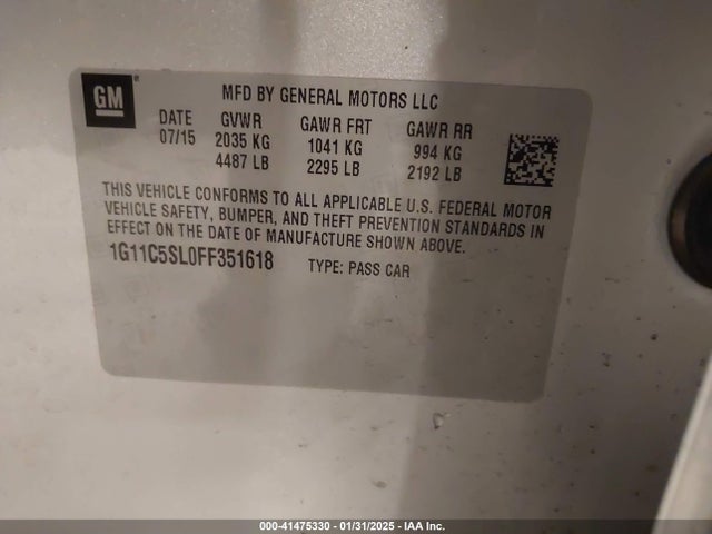 Chevrolet MALIBU 1LT 2015 1G11C5SL0FF351618 Image 9