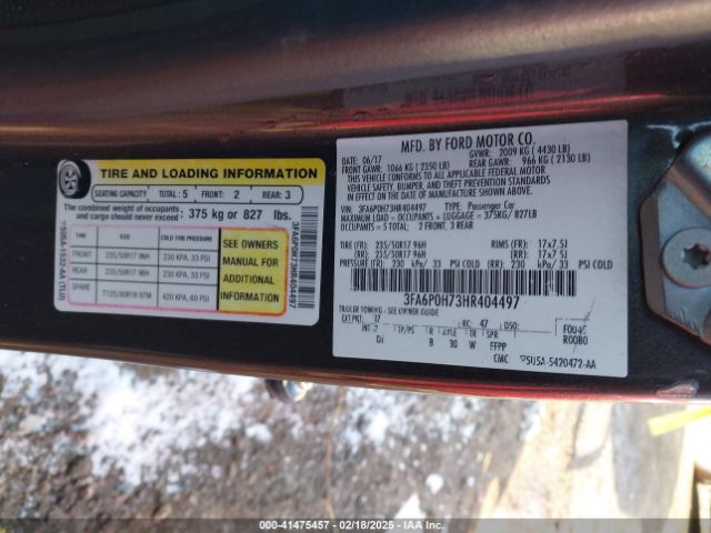 3FA6P0H73HR404497 Ford FUSION SE