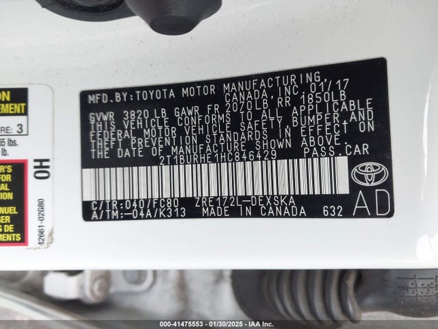 2T1BURHE1HC846429 Toyota Corolla L/le/xle/se/xse