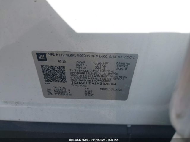 3GNAXHEV2KS626364 Chevrolet EQUINOX LS