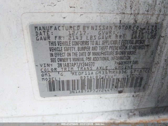3N1AB7AP7JY244970 Nissan SENTRA S