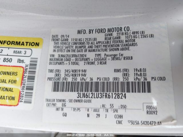 3LN6L2LU3FR612824 Lincoln MKZ HYBRID
